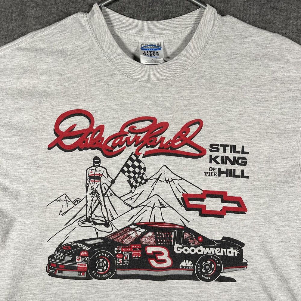 Vintage Dale Earnhardt Shirt Mens Large Gray 3 King Of The Hill NASCAR Gildan